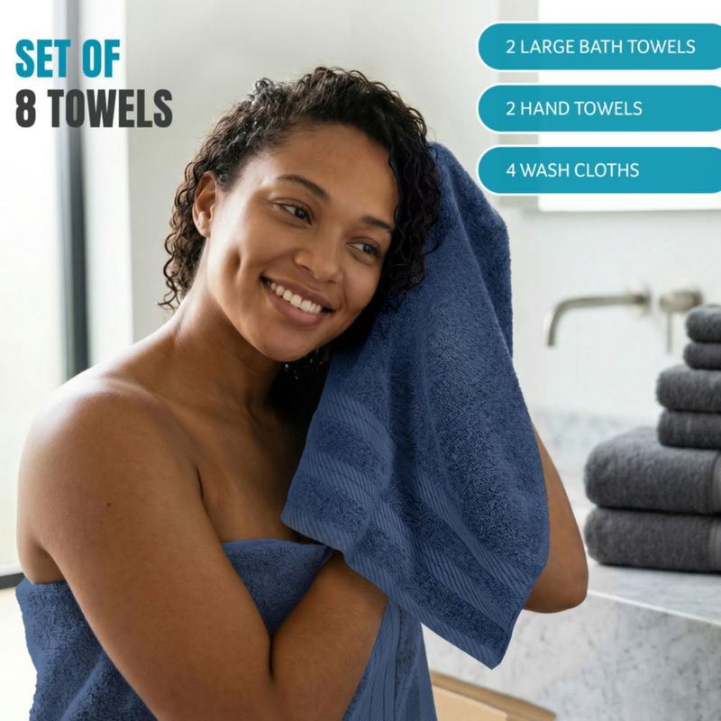 Juego de Toallas Utopia Towels 8 piezas color azul marino