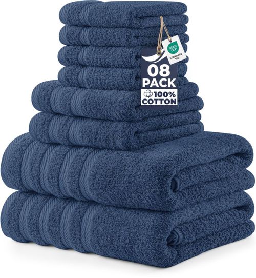 Juego de Toallas Utopia Towels 8 piezas color azul marino