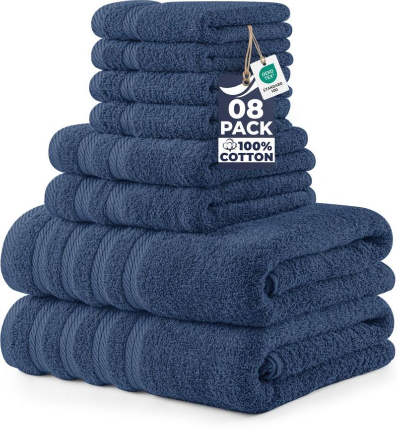 Juego de Toallas Utopia Towels 8 piezas color azul marino