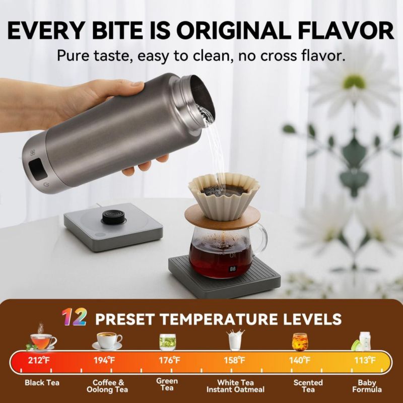 Hervidor eléctrico portátil YANWEI 380 ml 110‑240 V gris titanio
