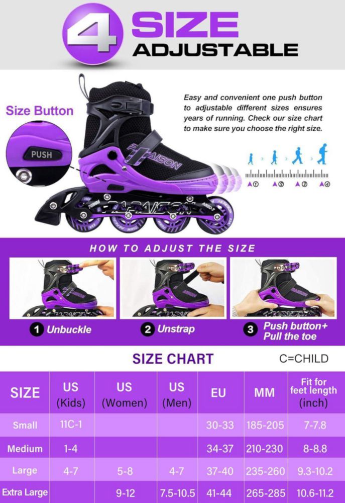 Patines en línea PAPAISON ajustables con ruedas luminosas
