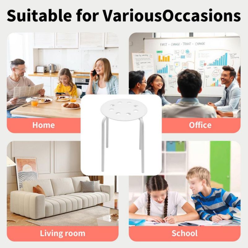 Conjunto de 10 taburetes Ageanbri 43 cm blancos apilables de plástico