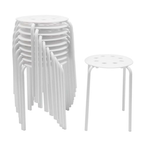 Conjunto de 10 taburetes Ageanbri 43 cm blancos apilables de plástico