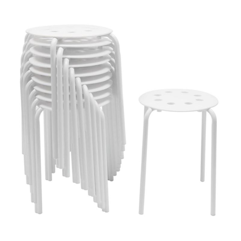 Conjunto de 10 taburetes Ageanbri 43 cm blancos apilables de plástico
