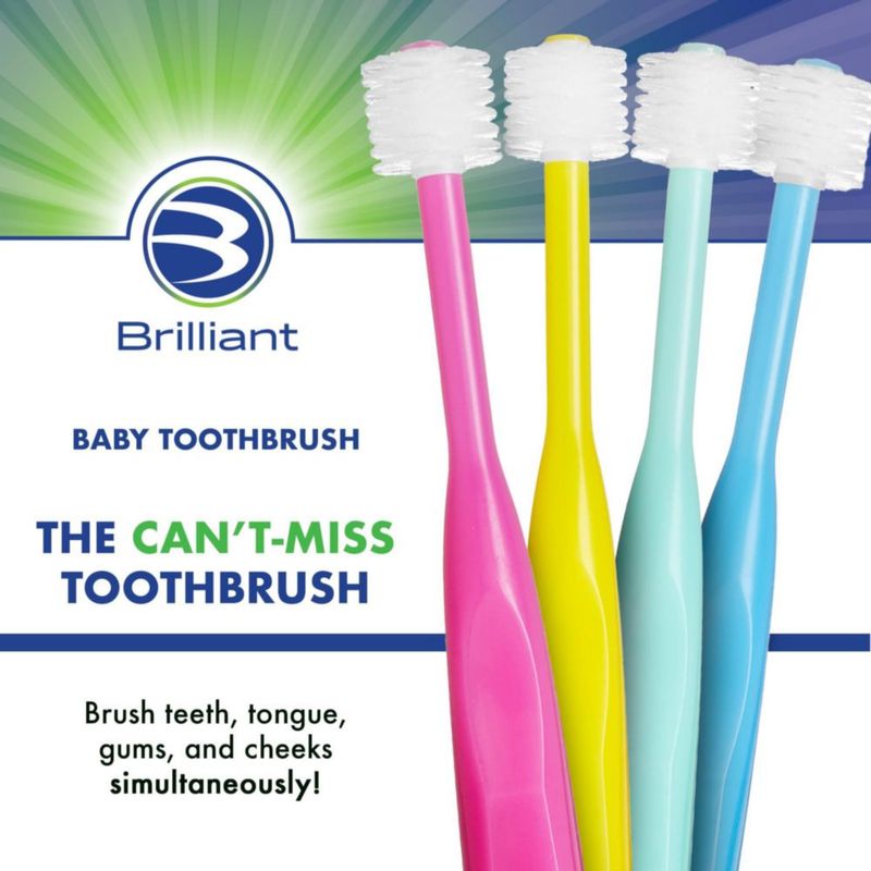 Cepillo de dientes Brilliant - Pack de 3 azul para 4 a 24 meses