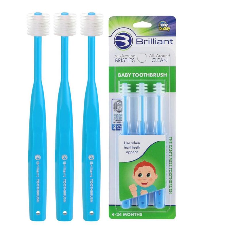 Cepillo de dientes Brilliant - Pack de 3 azul para 4 a 24 meses