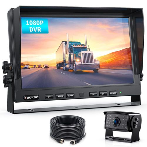 Cámara de retroceso Fookoo 25 cm 1080P con monitor de pantalla dividida