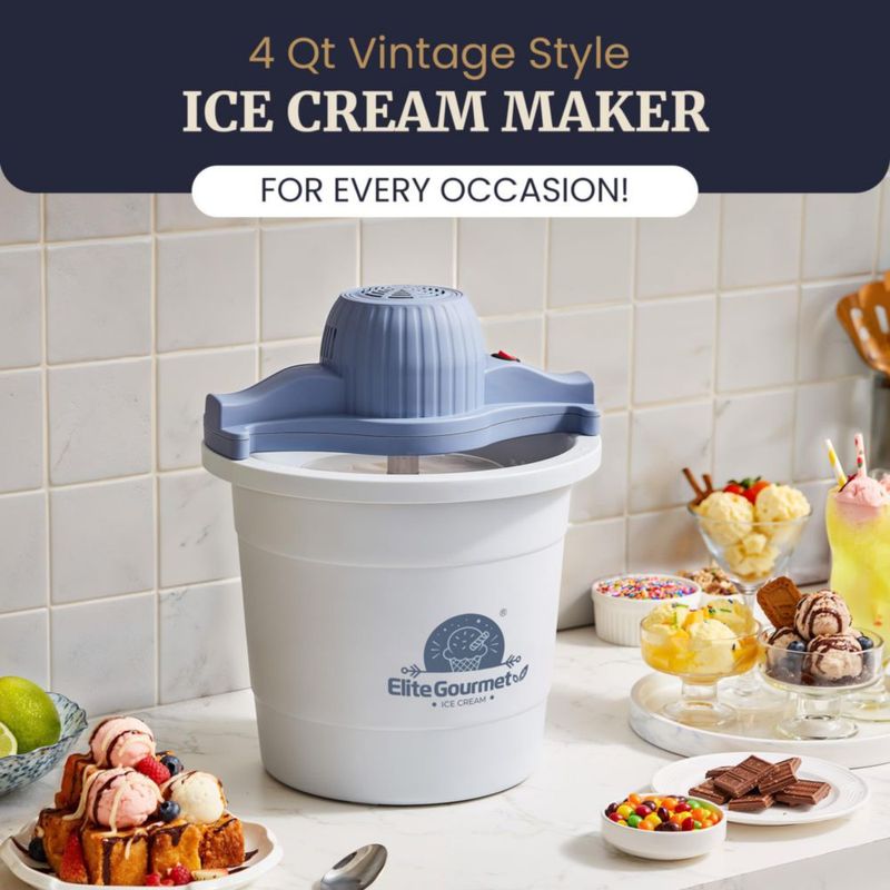 Máquina para hacer helados eléctrica Elite Gourmet EIM350 4L Periwinkle