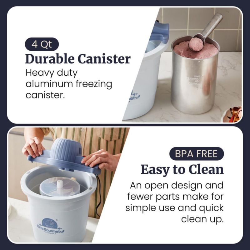 Máquina para hacer helados eléctrica Elite Gourmet EIM350 4L Periwinkle