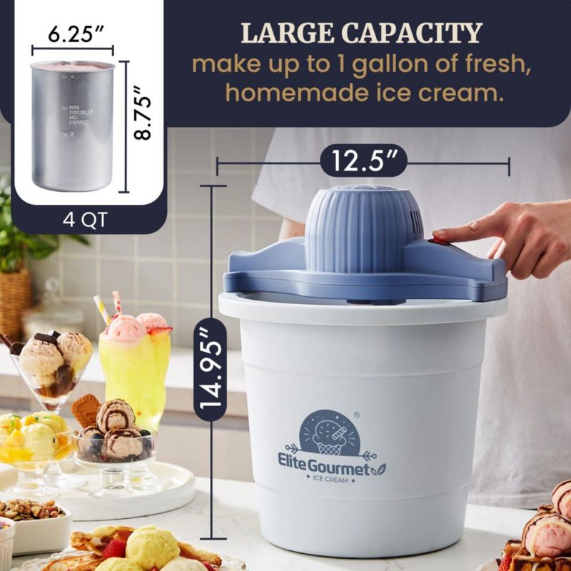 Máquina para hacer helados eléctrica Elite Gourmet EIM350 4L Periwinkle