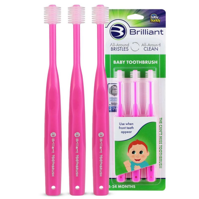 Cepillo de dientes para bebé Brilliant pack de 3 rosa 0-2 años