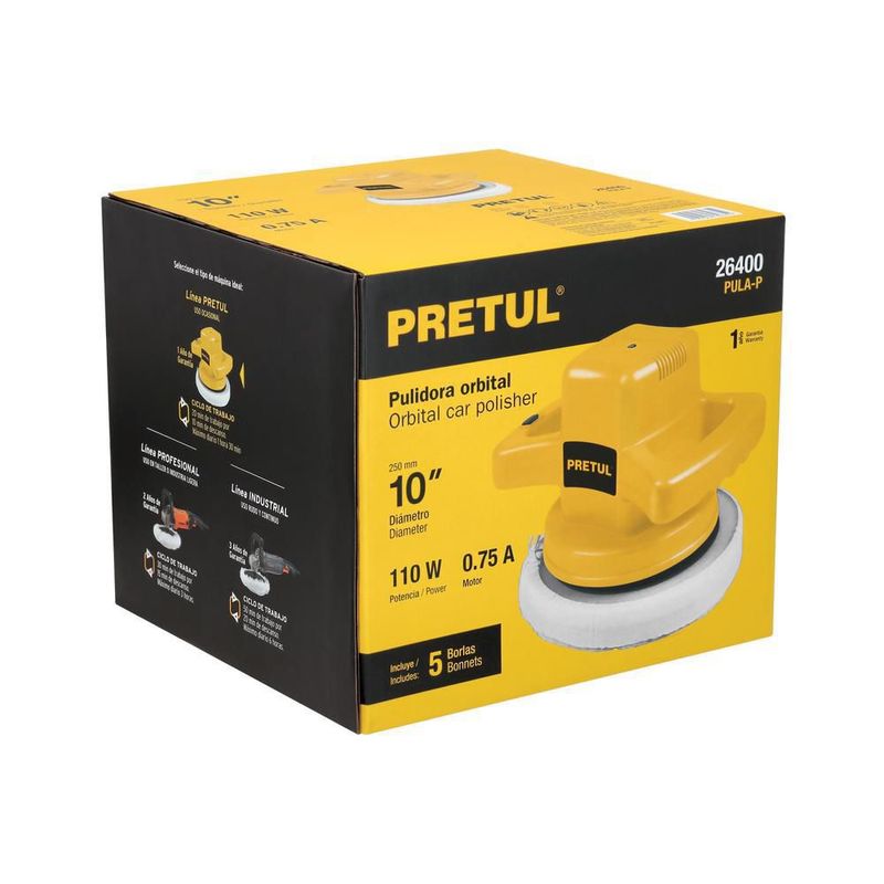 Pulidora orbital pretul truper pula-p 10 pulg 110w pro