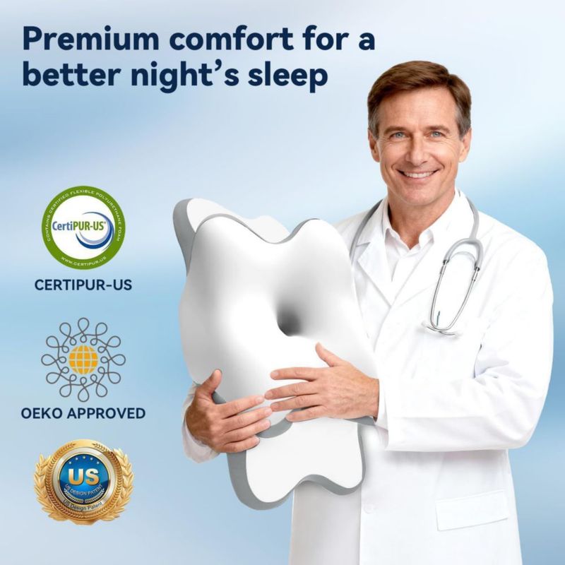 Almohada WENGTY para apnea del sueño tamaño Queen espuma viscoelástica blanca