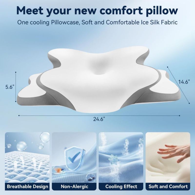 Almohada WENGTY para apnea del sueño tamaño Queen espuma viscoelástica blanca