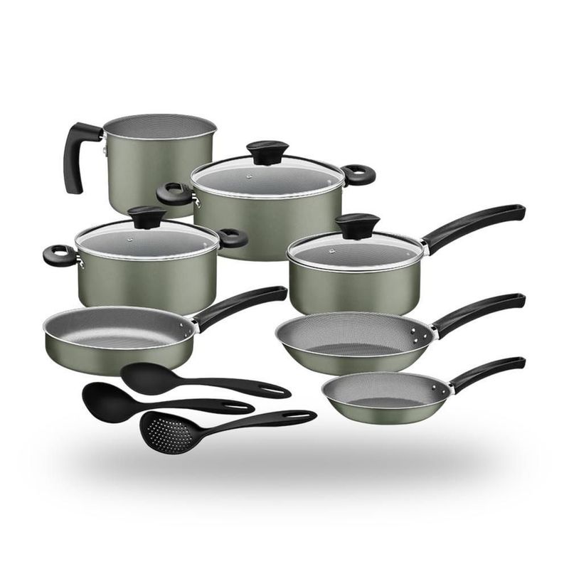 Bateria cocina tramontina michigan 38 piezas ollas, cubiertos, tapas