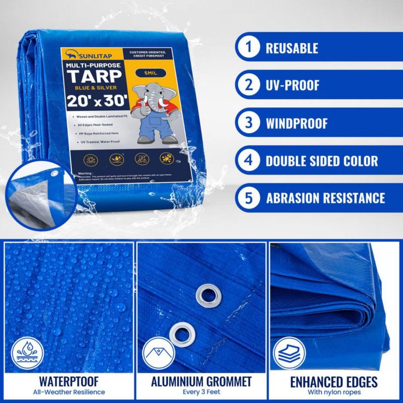 Lona SUNLITAP 6 x 9 m Azul 5 mil Impermeable