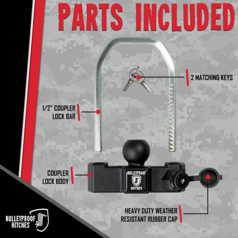 Candado para Acoplador de Remolque BulletProof Hitches de Acero 1/2"