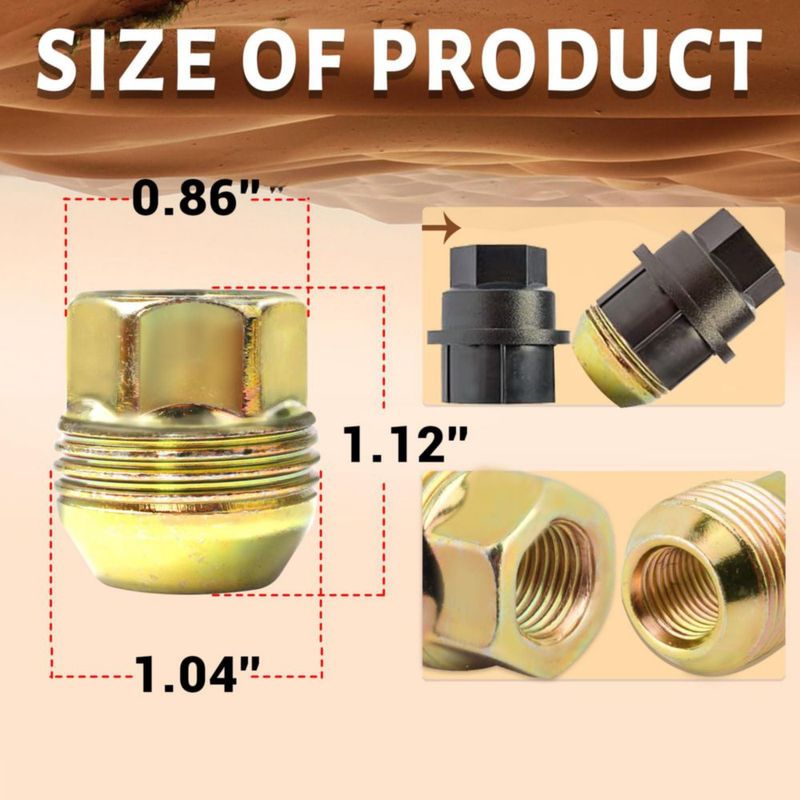 Tuercas de rueda Gdydi M14x1.5 32 piezas 7/8" hexagonales zincado dorado
