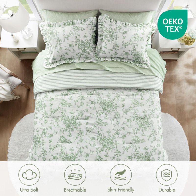 Juego de Edredón Madison Park Floral para Cama Completa – 7 piezas
