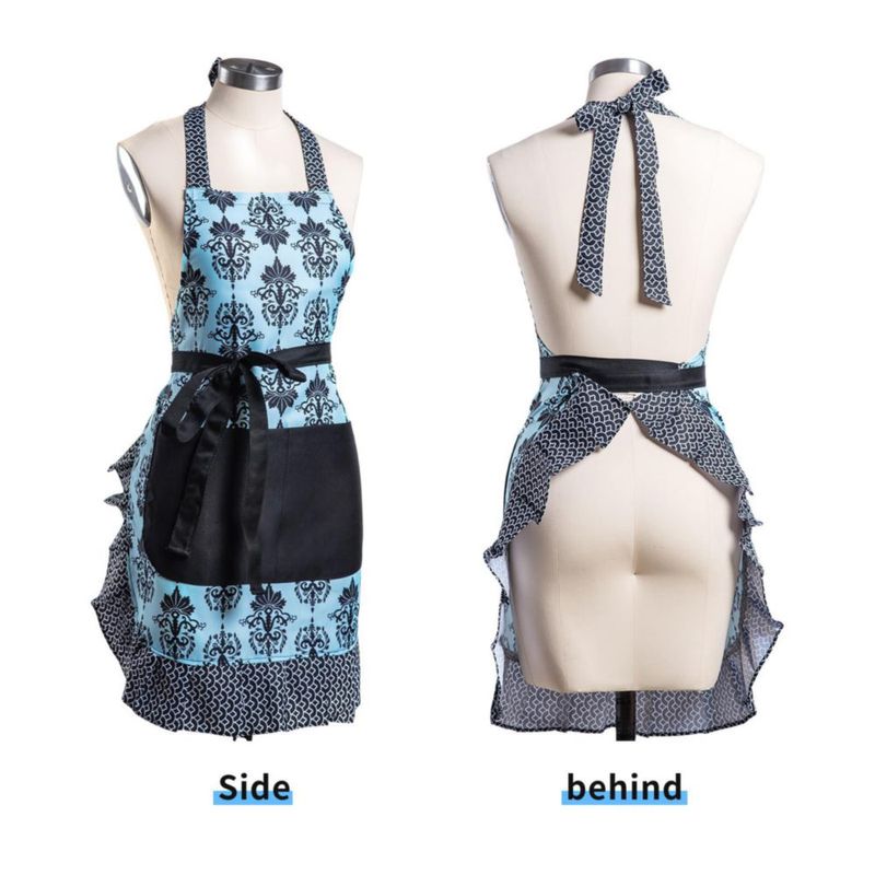 Delantal Alex Virtue Vintage con Estampado Floral y Bolsillo