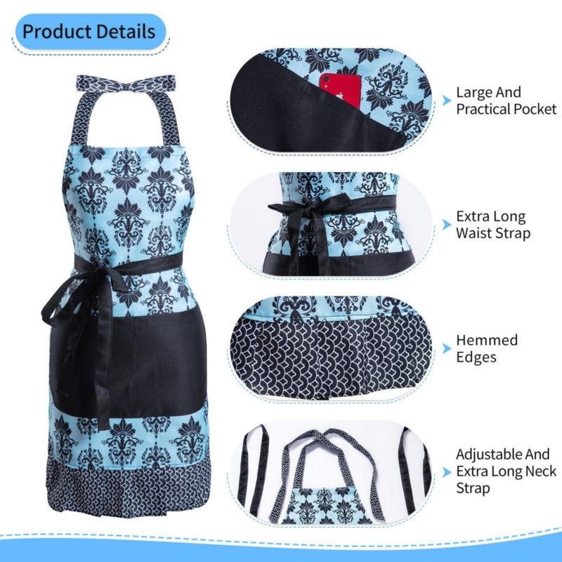 Delantal Alex Virtue Vintage con Estampado Floral y Bolsillo