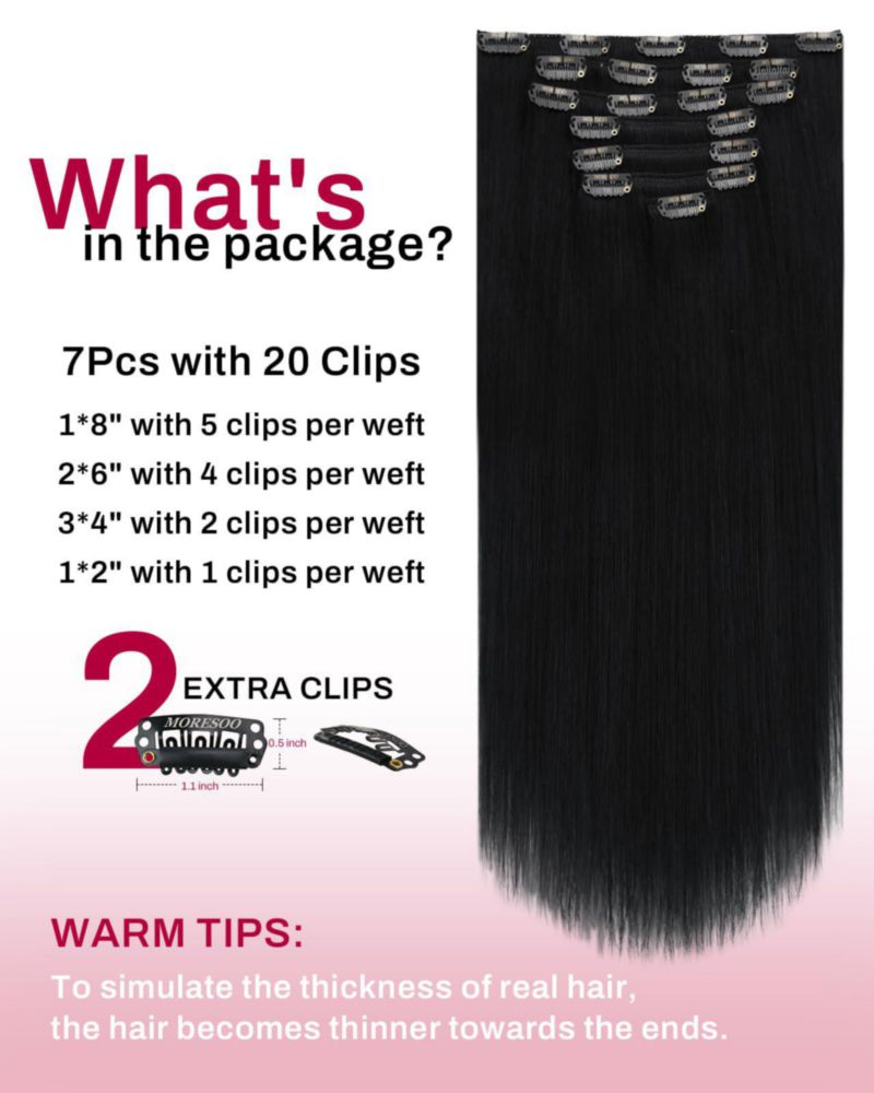 Extensión de cabello humano liso Moresoo 61 cm