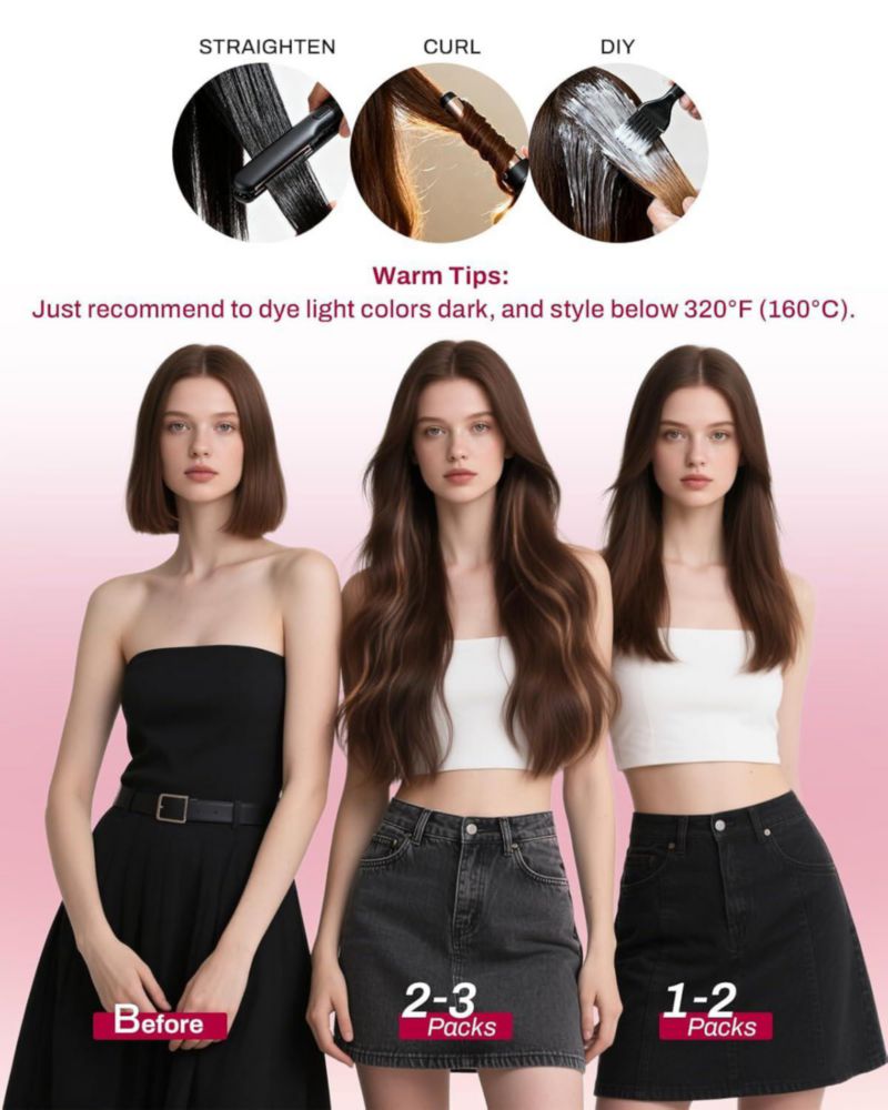 Extensión de cabello humano liso Moresoo 61 cm