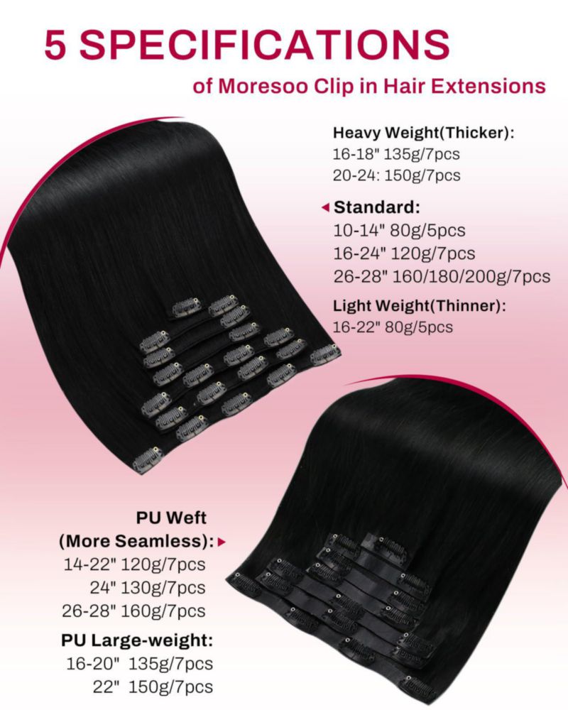 Extensión de cabello humano liso Moresoo 61 cm