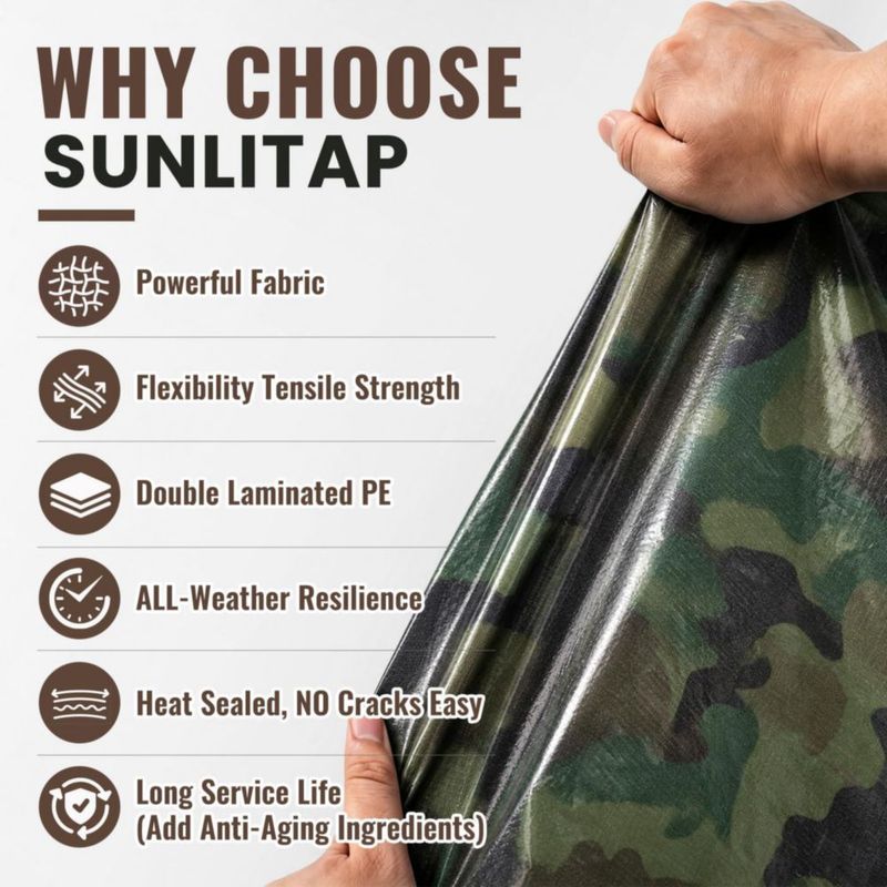 LONA SUNLITAP 49x61 m Camuflaje 5 mil Impermeable