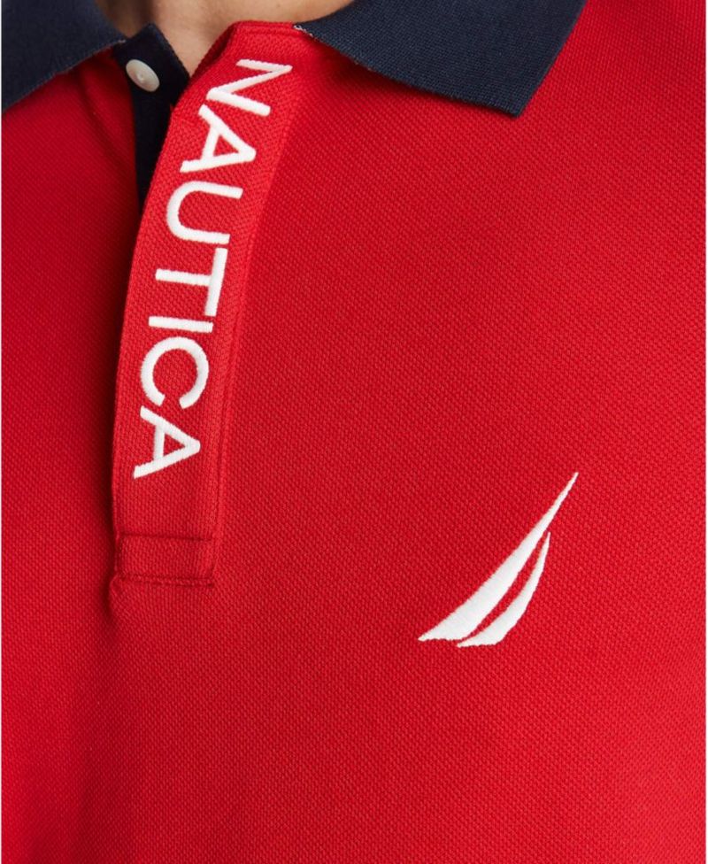 Camisa Polo Nautica XL Rojo con Bloque de Color