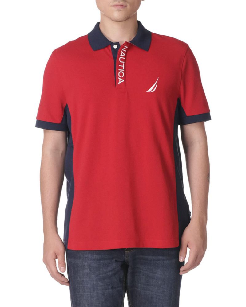 Camisa Polo Nautica XL Rojo con Bloque de Color