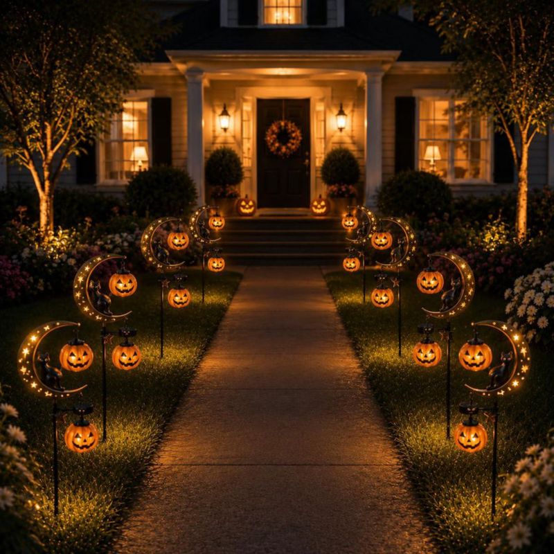 Luz Solar de Poste para Jardín Shilkare Gato Negro Halloween