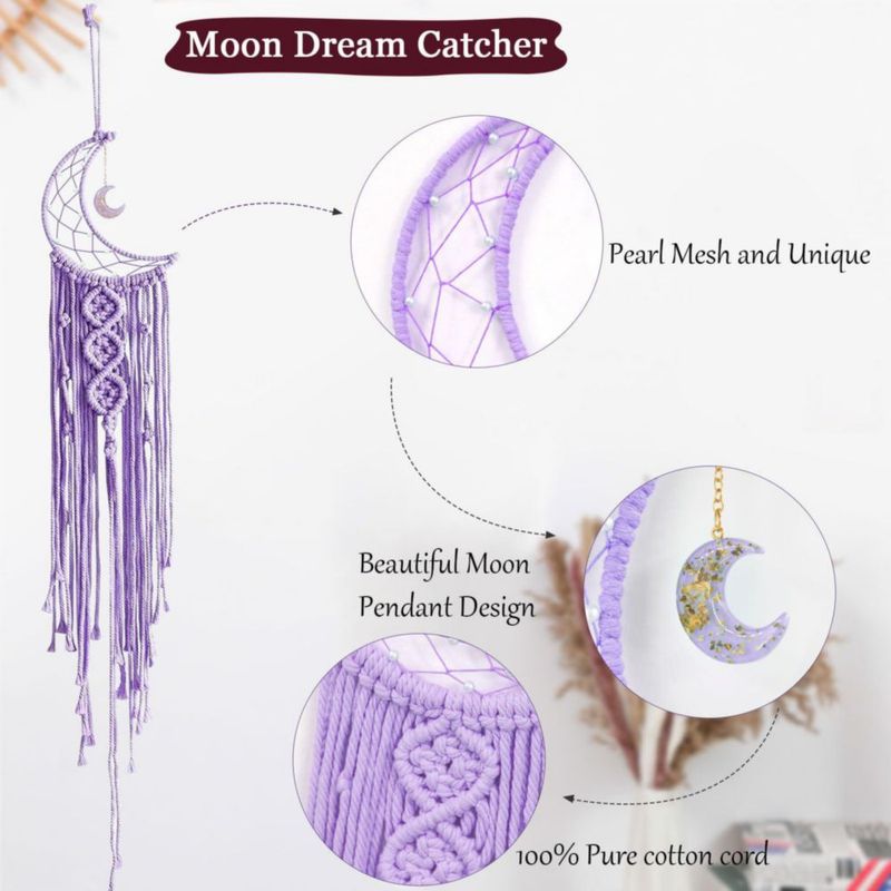 Atrapasueños de macramé Tarklanda 19 cm Morado - Juego de 2