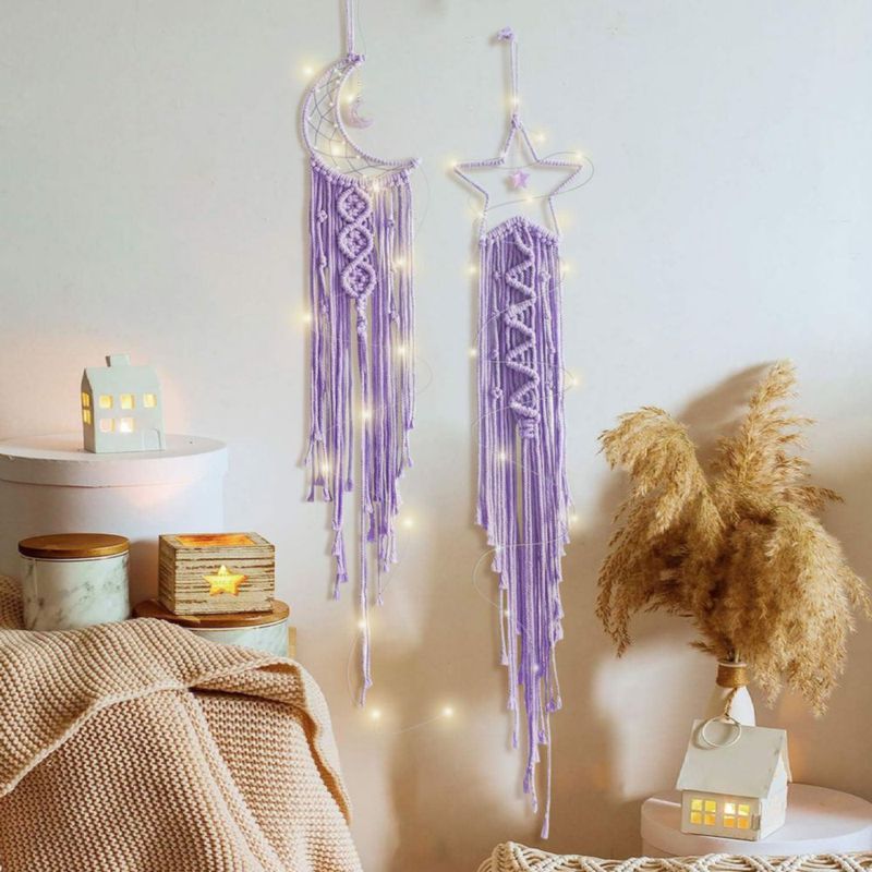 Atrapasueños de macramé Tarklanda 19 cm Morado - Juego de 2