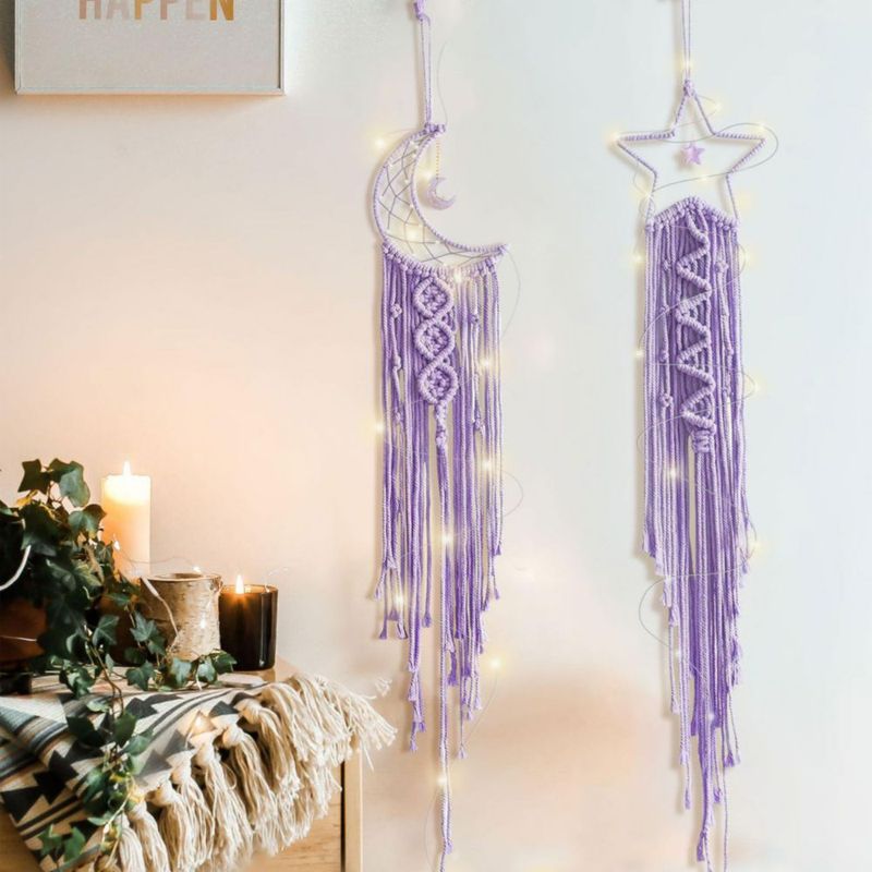 Atrapasueños de macramé Tarklanda 19 cm Morado - Juego de 2