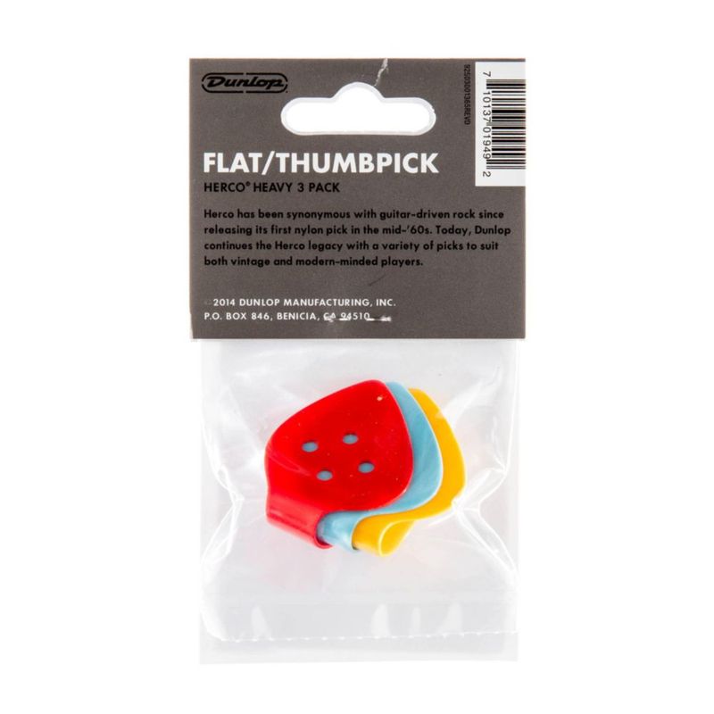 Pack para 3 jugadores de Jim Dunlop HE113P Flat Heavy de Thumbpicks