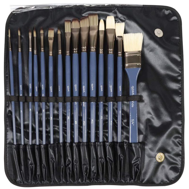 Juego de pinceles Mont Marte Premium de 15 piezas para acuarela acrílico y pintura al óleo