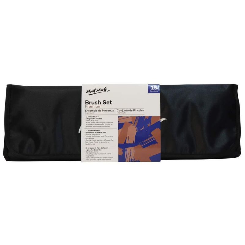 Juego de pinceles Mont Marte Premium de 15 piezas para acuarela acrílico y pintura al óleo