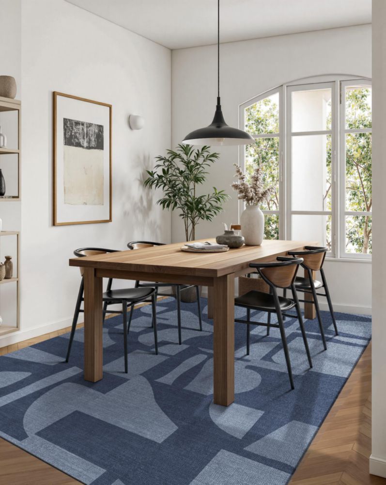 Alfombra Latte&Fog 137 × 178 cm Lavable con Diseño Abstracto Azul