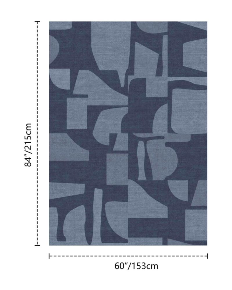 Alfombra Latte&Fog 137 × 178 cm Lavable con Diseño Abstracto Azul