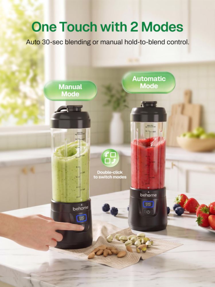 Licuadora portátil Behome 400 ml recargable por USB‑C