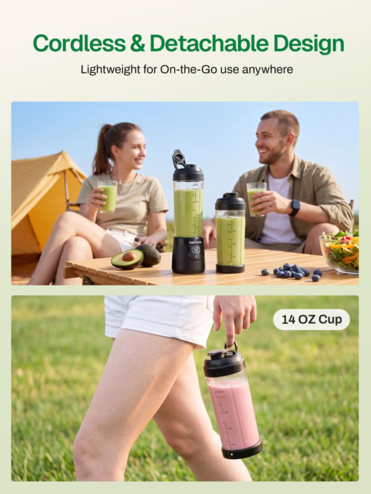 Licuadora portátil Behome 400 ml recargable por USB‑C