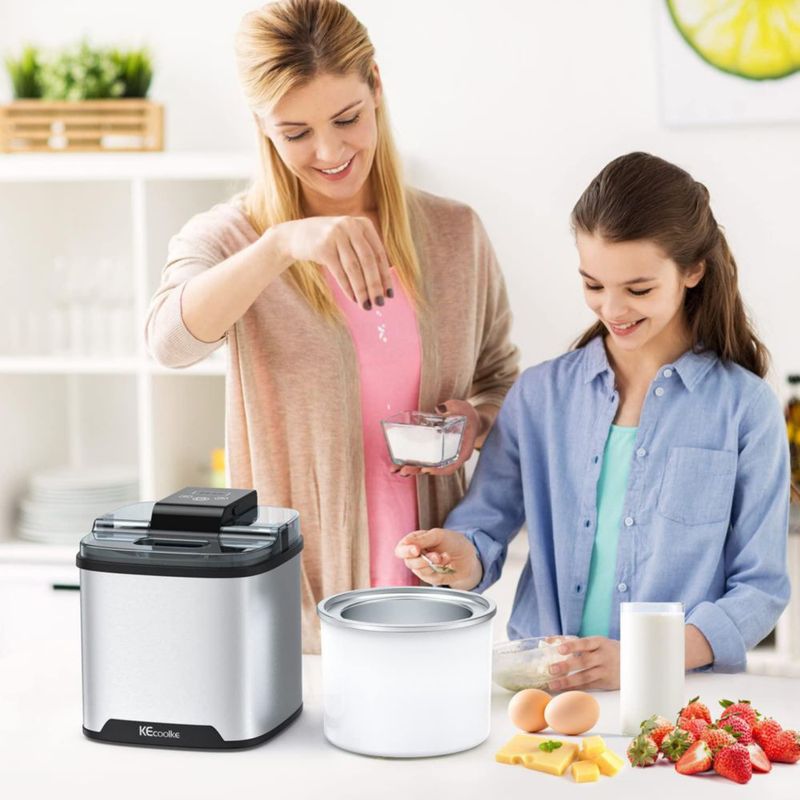 Máquina de Helado KECOOLKE de 2 cuartos eléctrica para encimera
