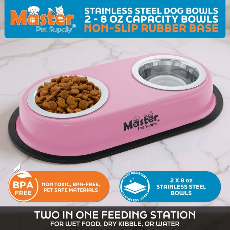 Set Doble de Tazones para Perro Master Pet Supply 240 ml Rosa Hyper