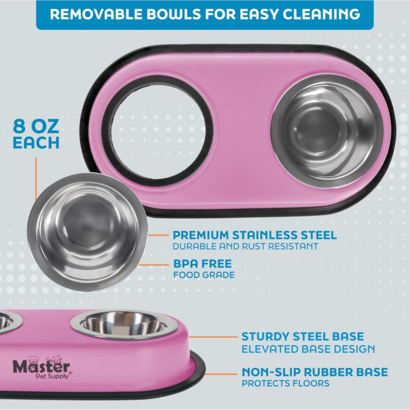 Set Doble de Tazones para Perro Master Pet Supply 240 ml Rosa Hyper