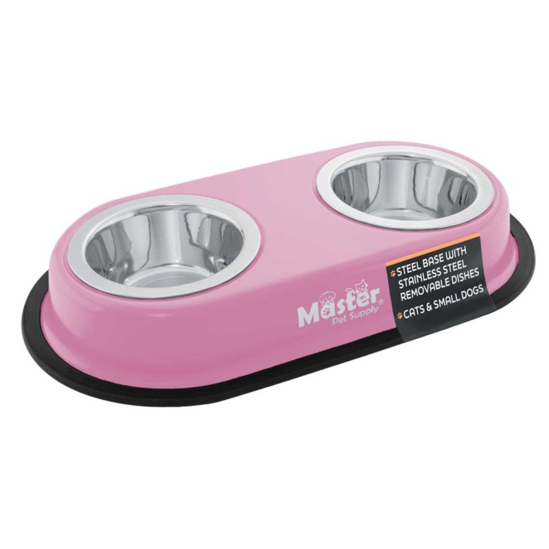 Set Doble de Tazones para Perro Master Pet Supply 240 ml Rosa Hyper