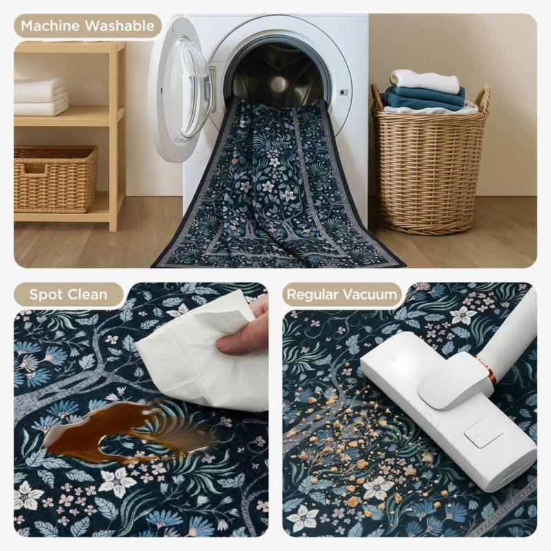 Alfombra de Área Joydeco 137x178 cm Boho Floral Lavable