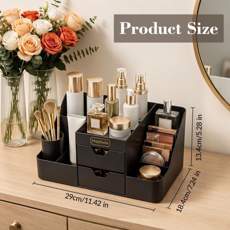 Organizador Hapbuie Negro con Cajones 30x19x14 cm