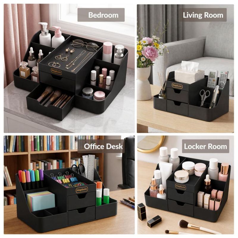 Organizador Hapbuie Negro con Cajones 30x19x14 cm