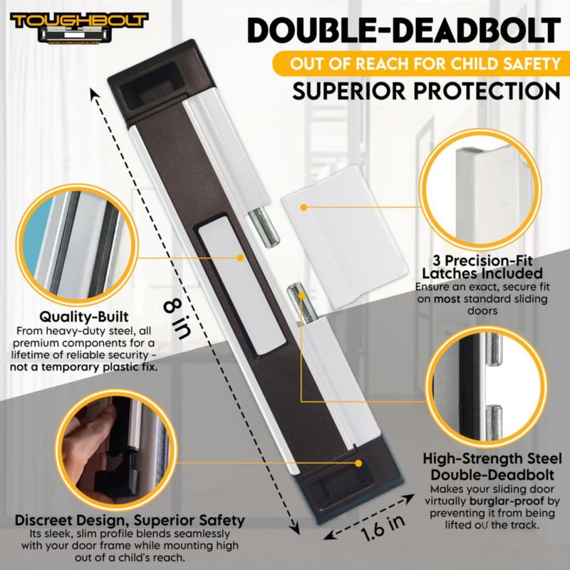 Cerradura para Puertas Correderas TOUGHBOLT Doble Cerrojo (2 unidades)